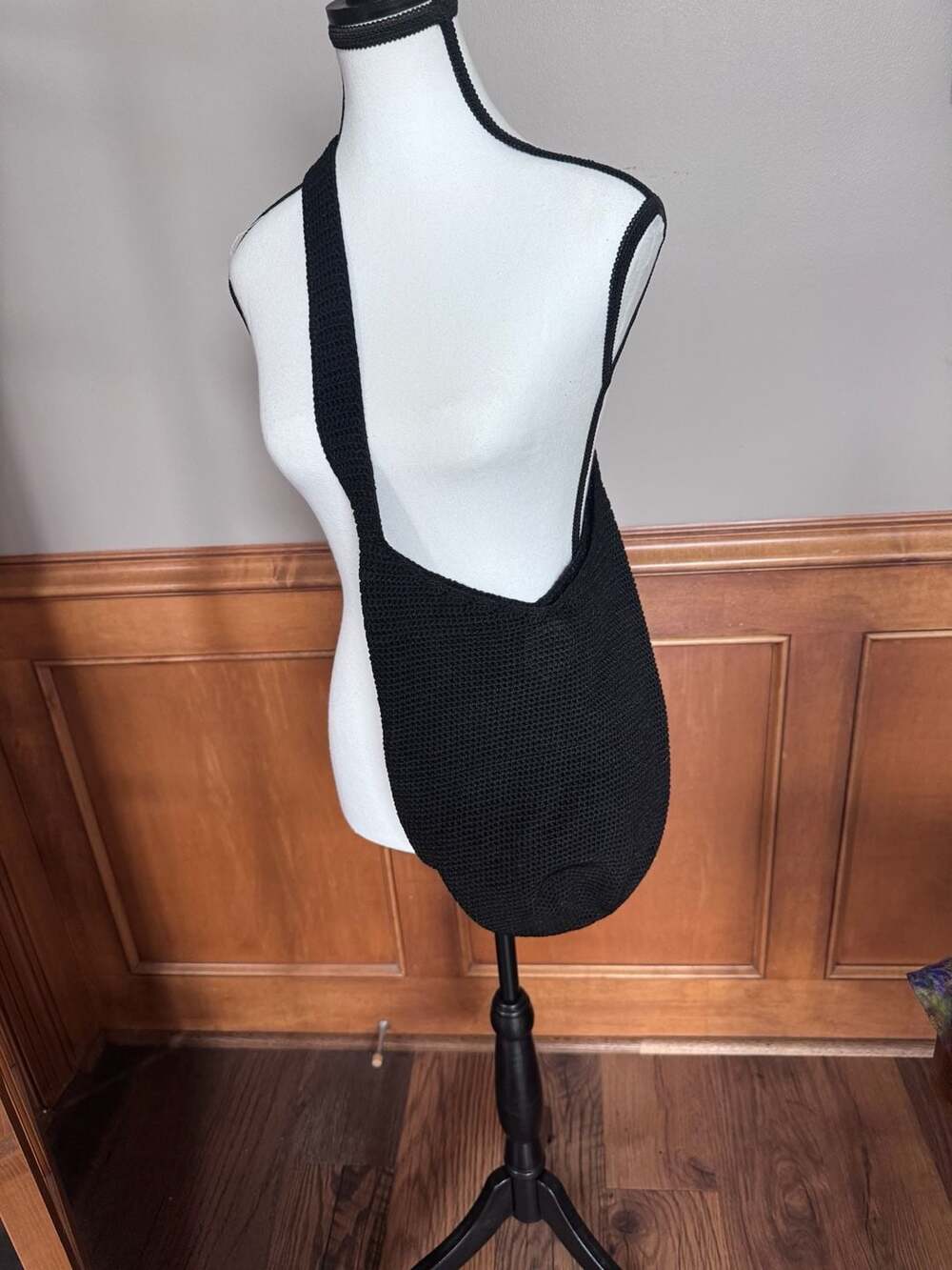 The Sak Black Crochet Hobo Shoulder Bag